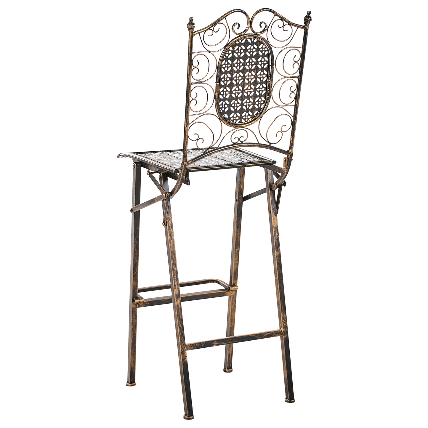 Garden Bar Chairs 2 Pack Black Foldable Distressed Metal
