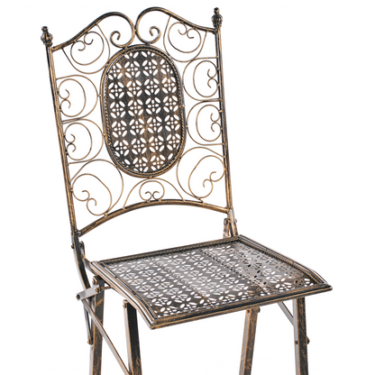 Garden Bar Chairs 2 Pack Black Foldable Distressed Metal