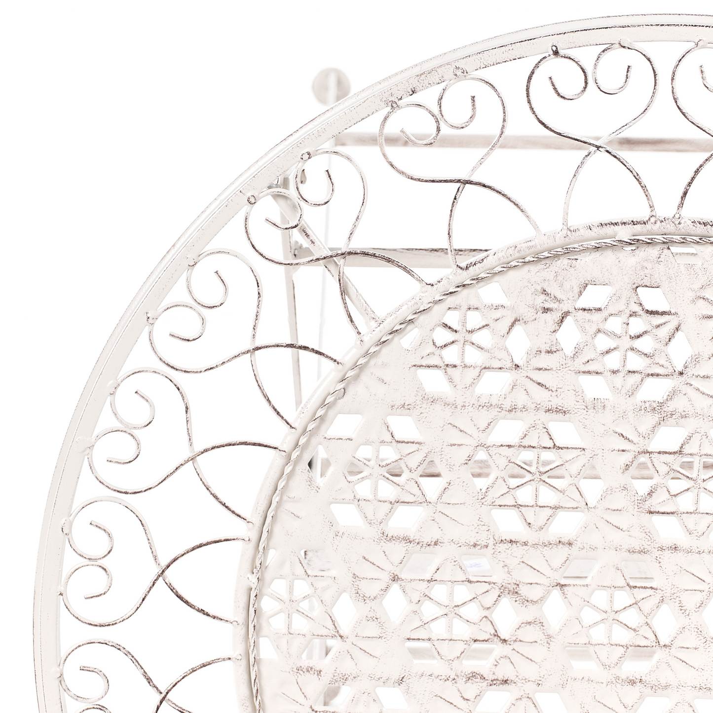 Garden Bar Table Beige Iron Foldable Round For 2 Outdoor