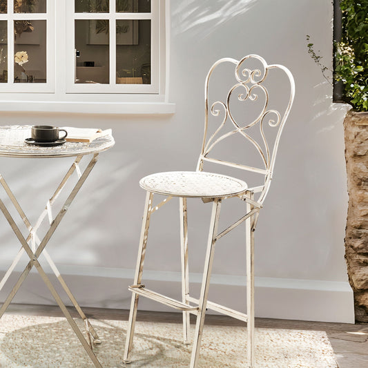Provencal Home Garden Bar Chairs Set Of 2 Light Beige Foldable Iron
