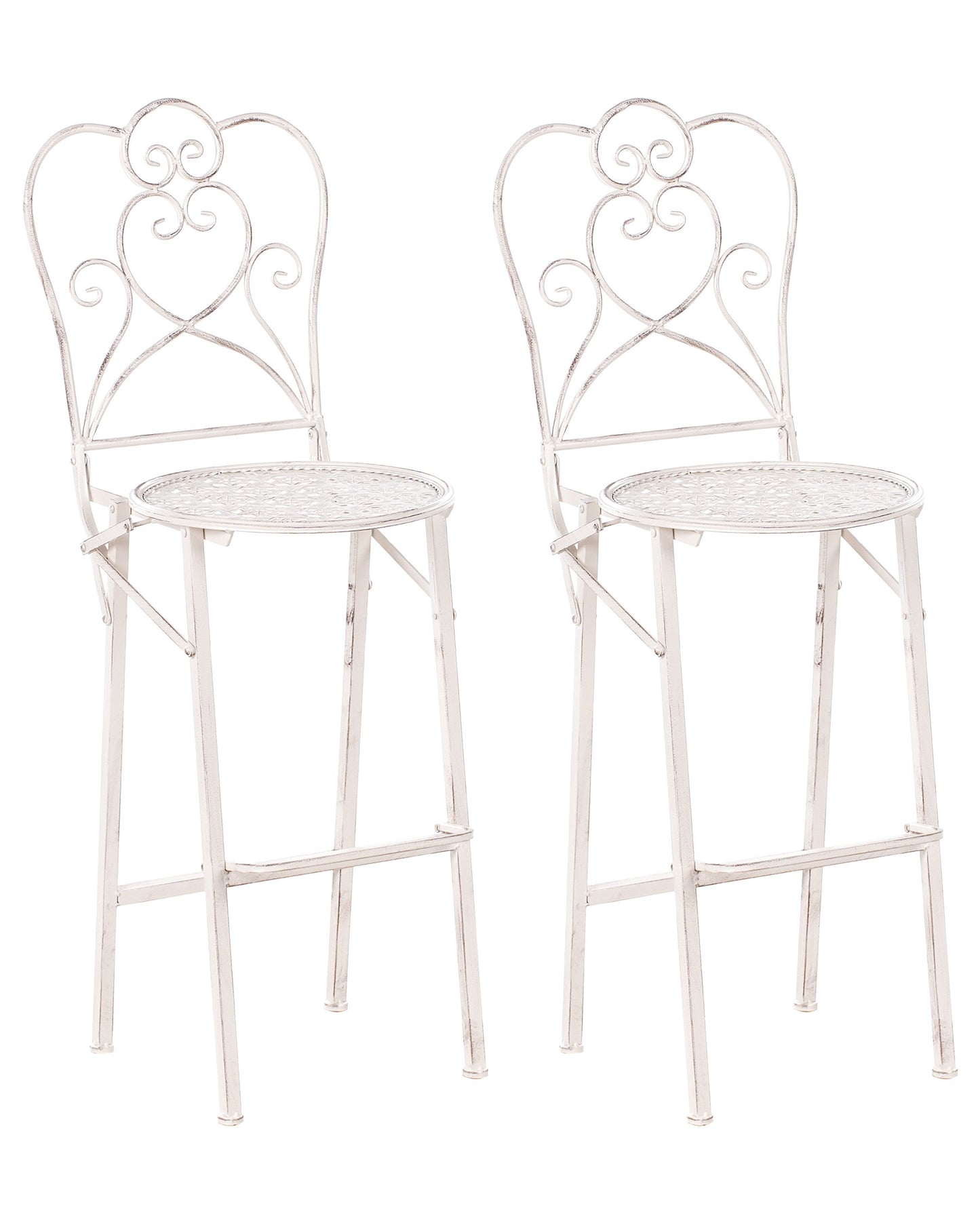Provencal Home Garden Bar Chairs Set Of 2 Light Beige Foldable Iron