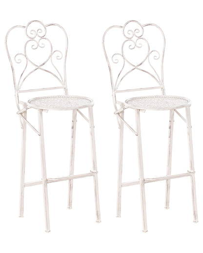Provencal Home Garden Bar Chairs Set Of 2 Light Beige Foldable Iron