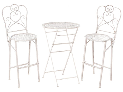Provence Bar Set Light Beige Iron Foldable 2 Chairs