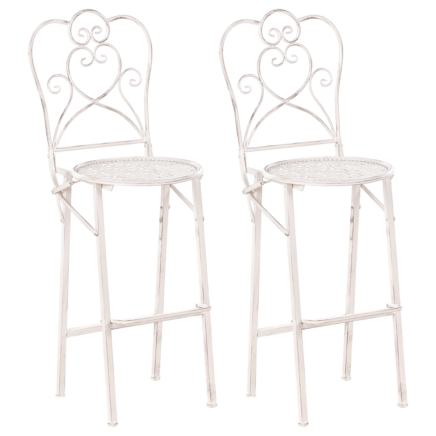 Provence Bar Set Light Beige Iron Foldable 2 Chairs