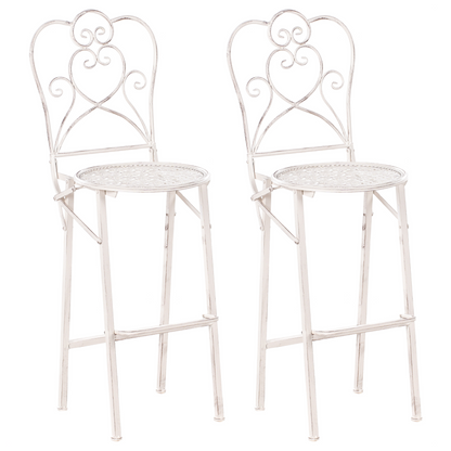 Provence Bar Set Light Beige Iron Foldable 2 Chairs
