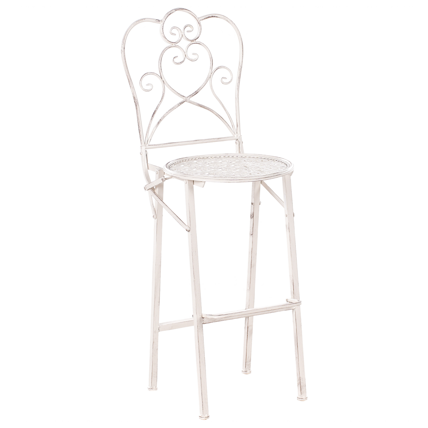Provence Bar Set Light Beige Iron Foldable 2 Chairs