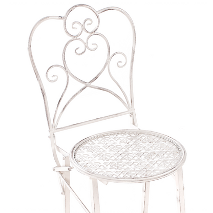Provence Bar Set Light Beige Iron Foldable 2 Chairs