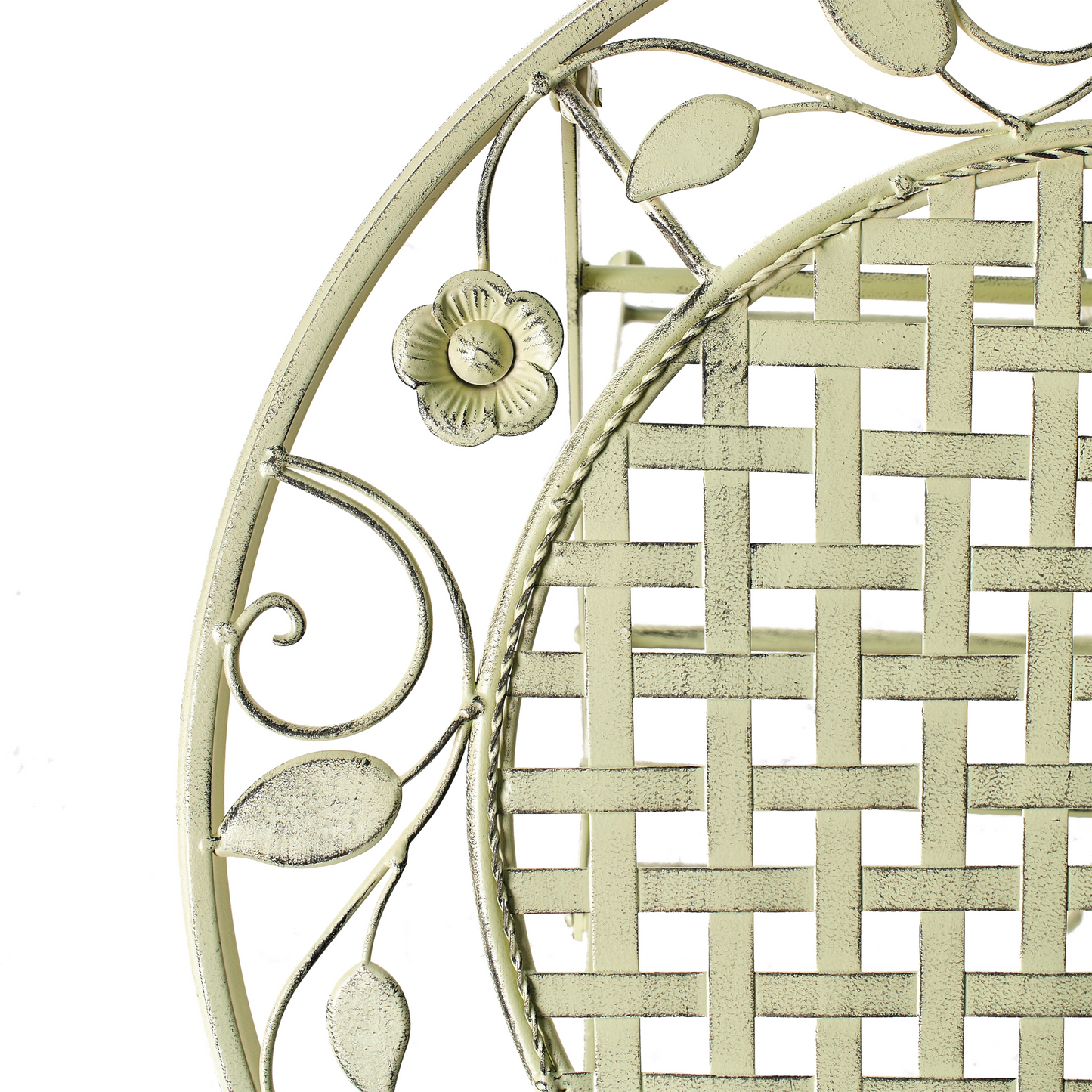 Provencal Garden Iron Foldable Distressed Metal Bar Table for 2 Outdoor Light Green French Retro Style