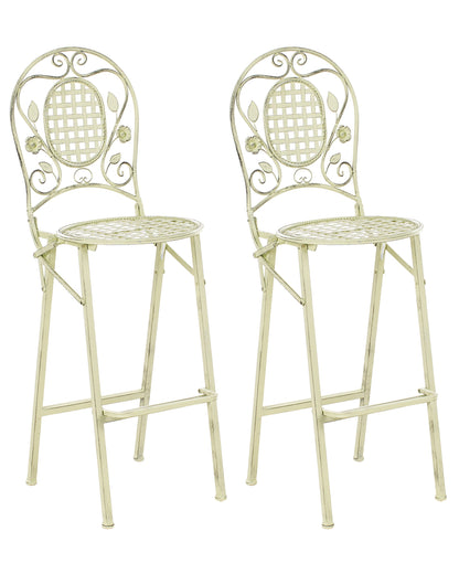 Garden Bard Set of 2 French Retro Style Green Iron Foldable Garden Chairs Distressed Outdoor UV Resistant