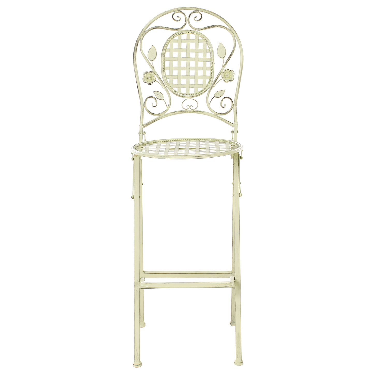 Garden Bard Set of 2 French Retro Style Green Iron Foldable Garden Chairs Distressed Outdoor UV Resistant