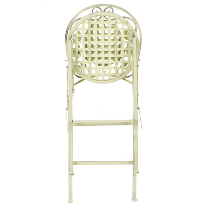 Garden Bard Set of 2 French Retro Style Green Iron Foldable Garden Chairs Distressed Outdoor UV Resistant