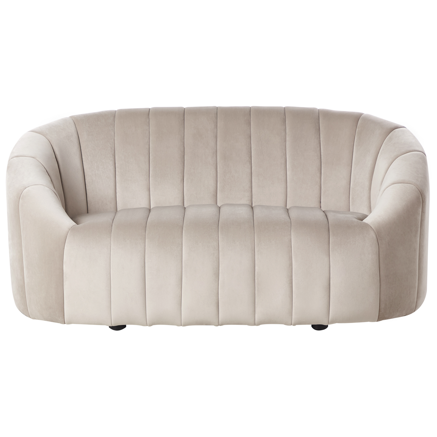 Home Premium 6 Seater Velvet Sofa Set Beige Contemporary Retro Tufted Low Back