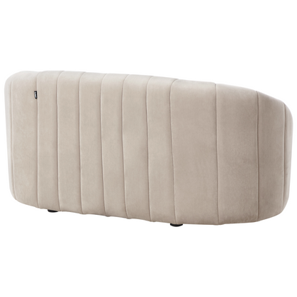 Home Premium 6 Seater Velvet Sofa Set Beige Contemporary Retro Tufted Low Back