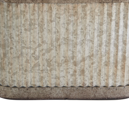 Plant Pots Set Of 2 Grey Distressed Iron With Wooden Handles