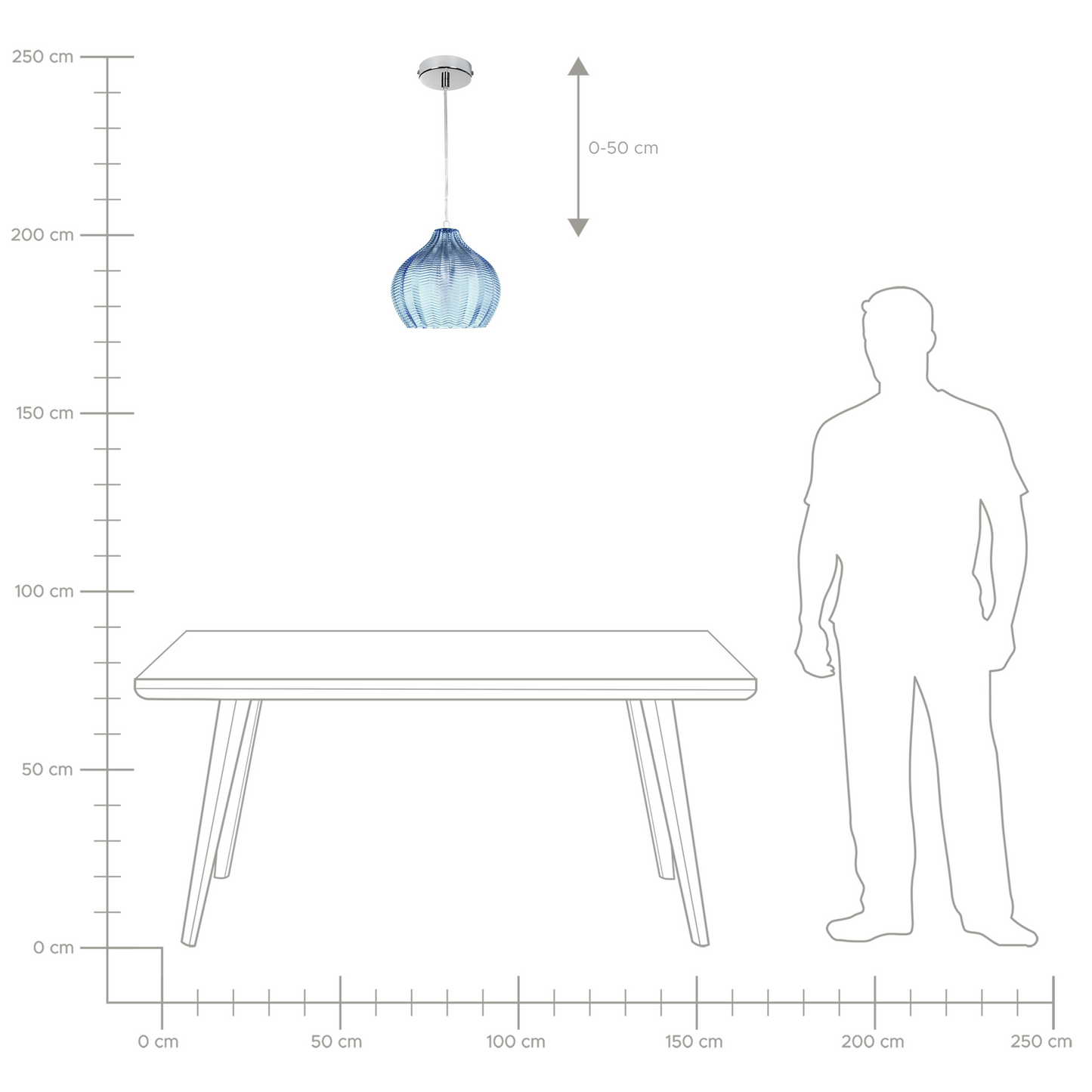 Pendant Lamp Blue Glass Bell Shade Retro Hanging Light