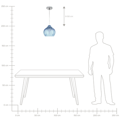 Pendant Lamp Blue Glass Bell Shade Retro Hanging Light