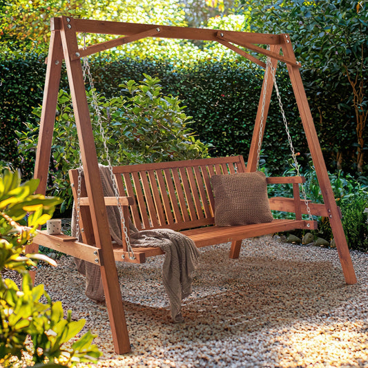 Outdoor Garden Swing Brown Freestanding Patio