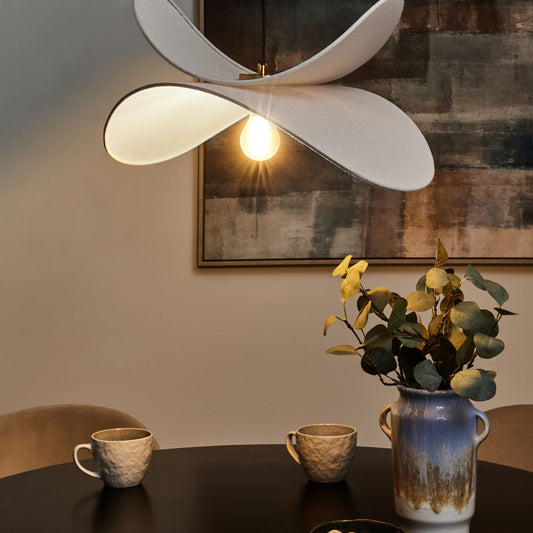 Pendant Lamp Light Grey Linen 105cm Open Bulb Modern