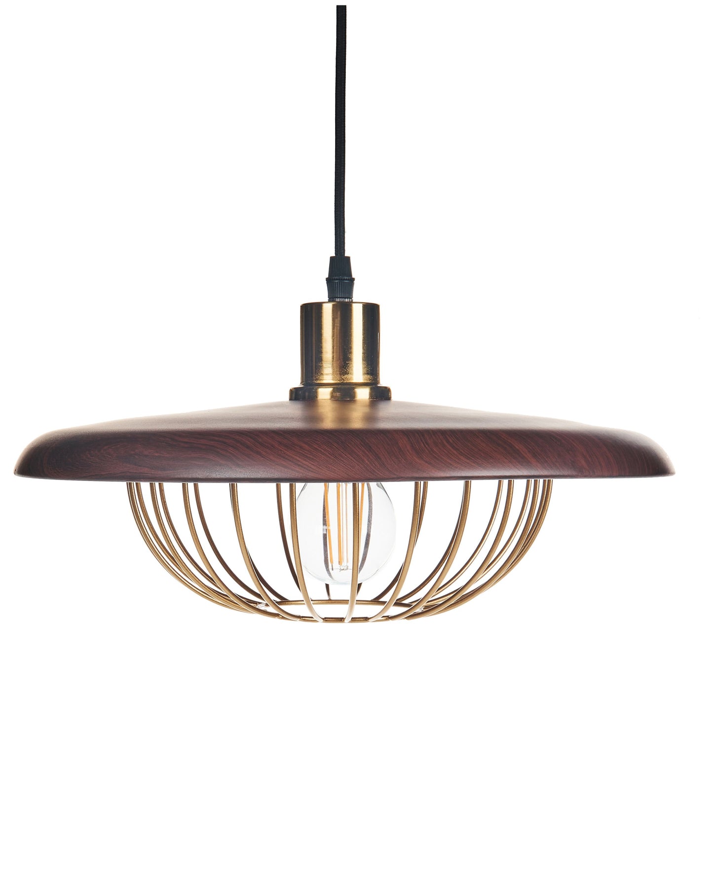 Pendant Lamp Gold Brown Industrial Open Cage