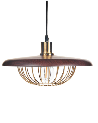 Pendant Lamp Gold Brown Industrial Open Cage