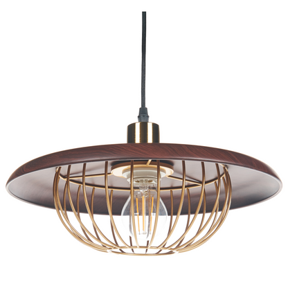 Pendant Lamp Gold Brown Industrial Open Cage