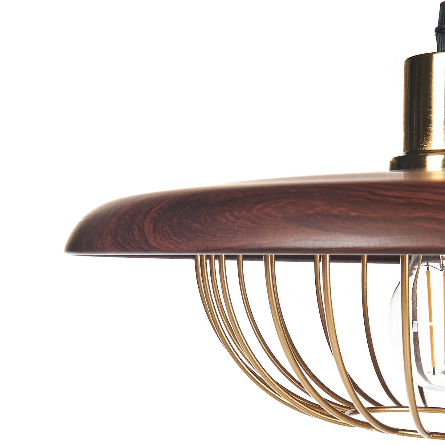 Pendant Lamp Gold Brown Industrial Open Cage