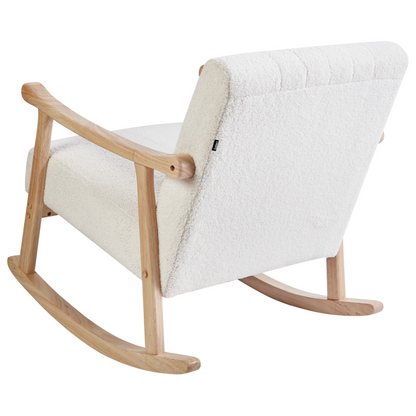 Rocking Armchair Off-White Boucle Rubberwood Legs