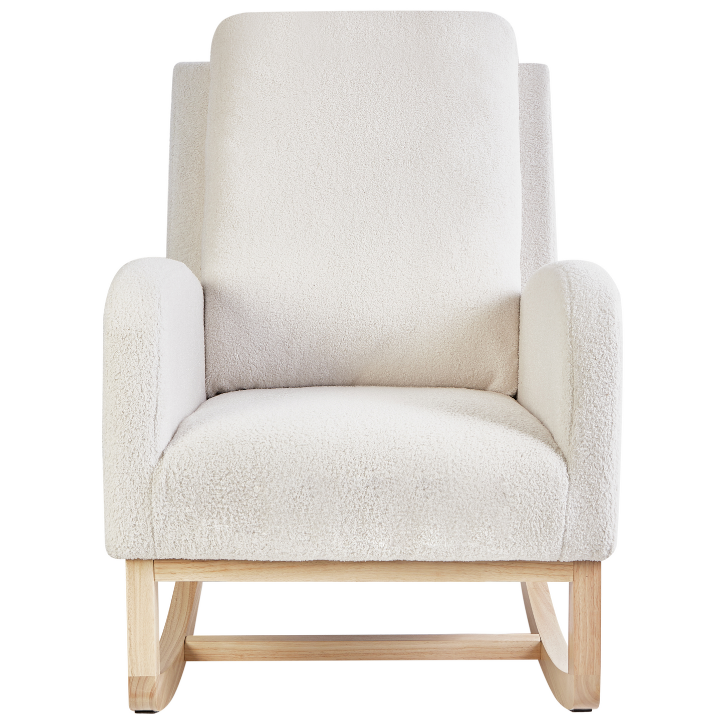 Rocking Chair Off-White Boucle Upholstery Rubberwood Legs