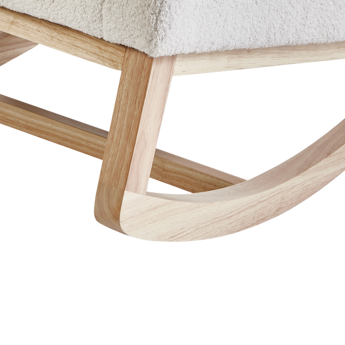 Rocking Chair Off-White Boucle Upholstery Rubberwood Legs