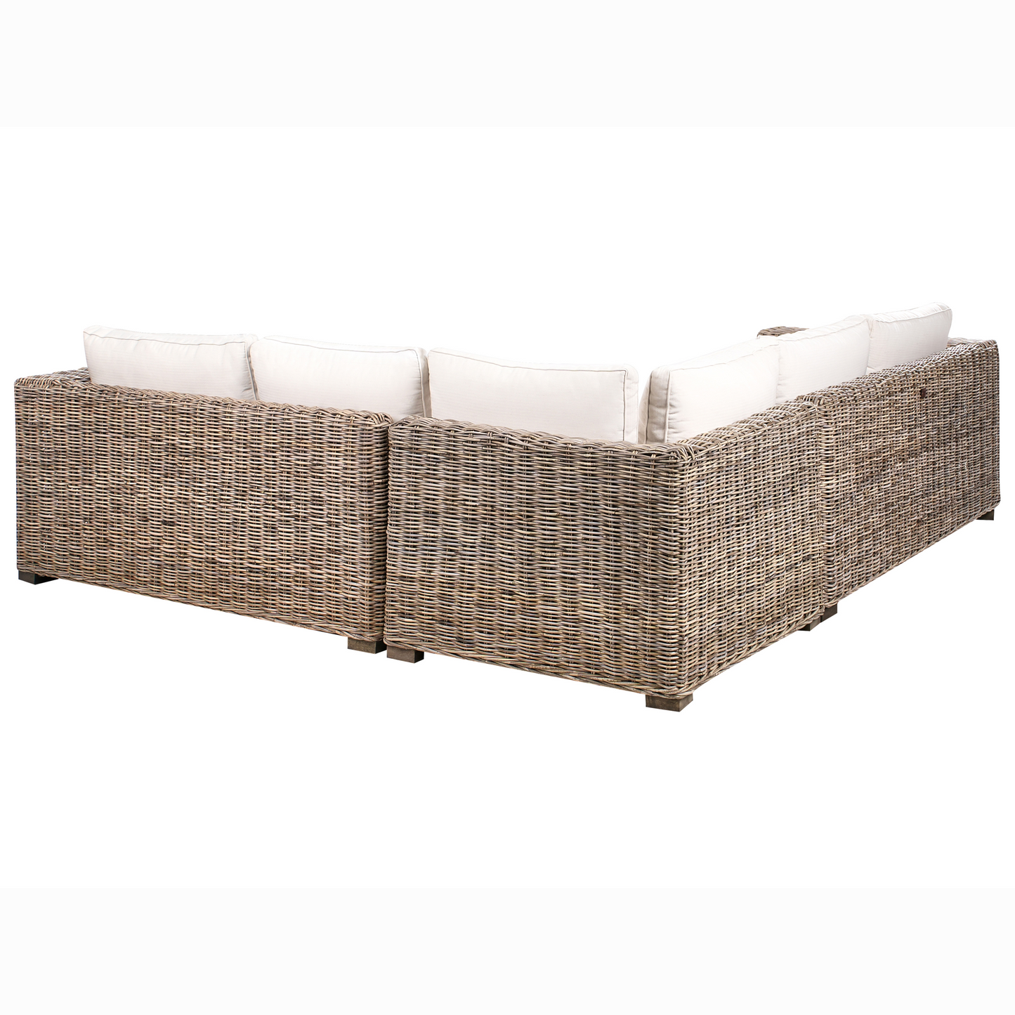 Grey Garden 5 Seater Sofa Set With Natural Rattan Ottoman