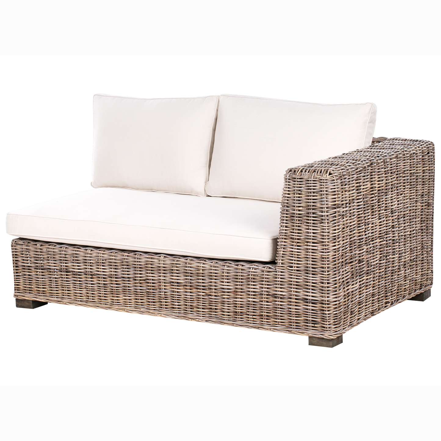 Grey Garden 5 Seater Sofa Set With Natural Rattan Ottoman