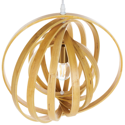 Poplar Wood Pendant Lamp Adjustable Shade With Two Settings