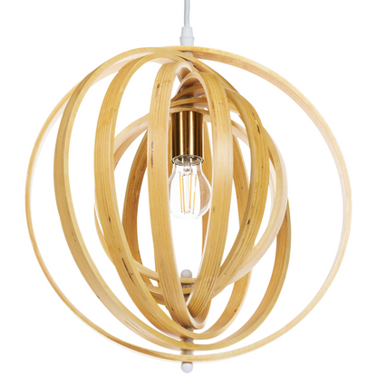 Poplar Wood Pendant Lamp Adjustable Shade With Two Settings