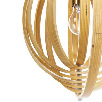 Poplar Wood Pendant Lamp Adjustable Shade With Two Settings
