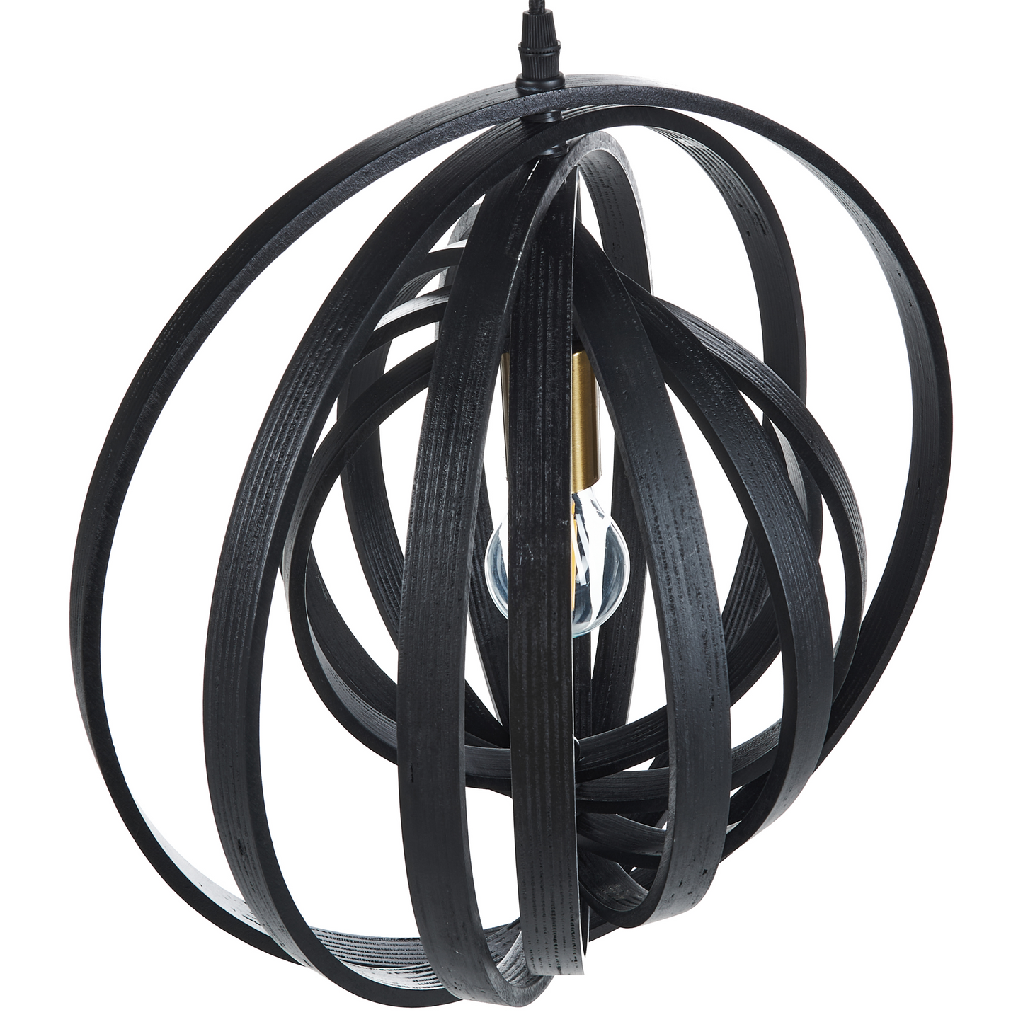 Pendant Lamp Black Poplar Wood Round Adjustable Shade With Two Settings