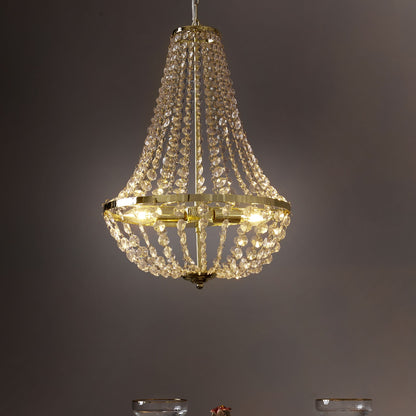 Gold Chandelier Iron Ceiling Lamp With Crystals