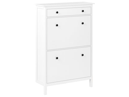 NordicHome White MDF Shoe Storage Cabinet With Two Compartments Hallway Organizer For Scandinavian Style