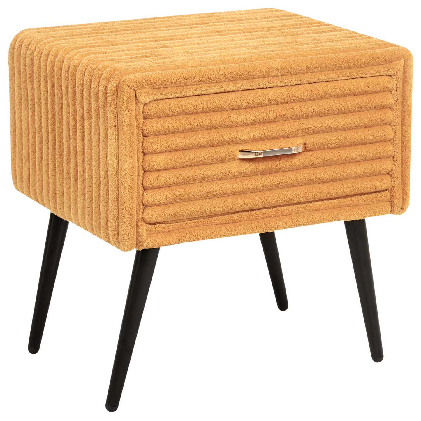 Bedside Table Orange Corduroy Jumbo 1 Drawer Nightstand