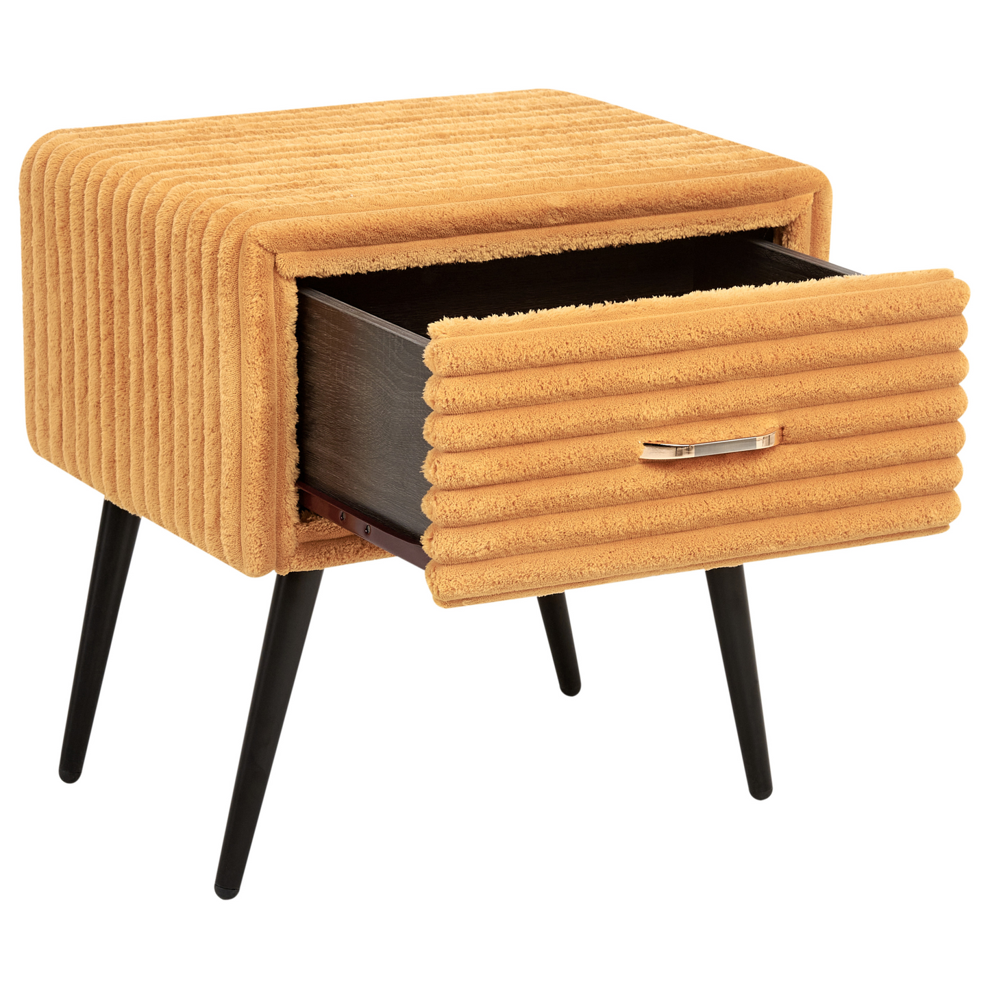 Bedside Table Orange Corduroy Jumbo 1 Drawer Nightstand
