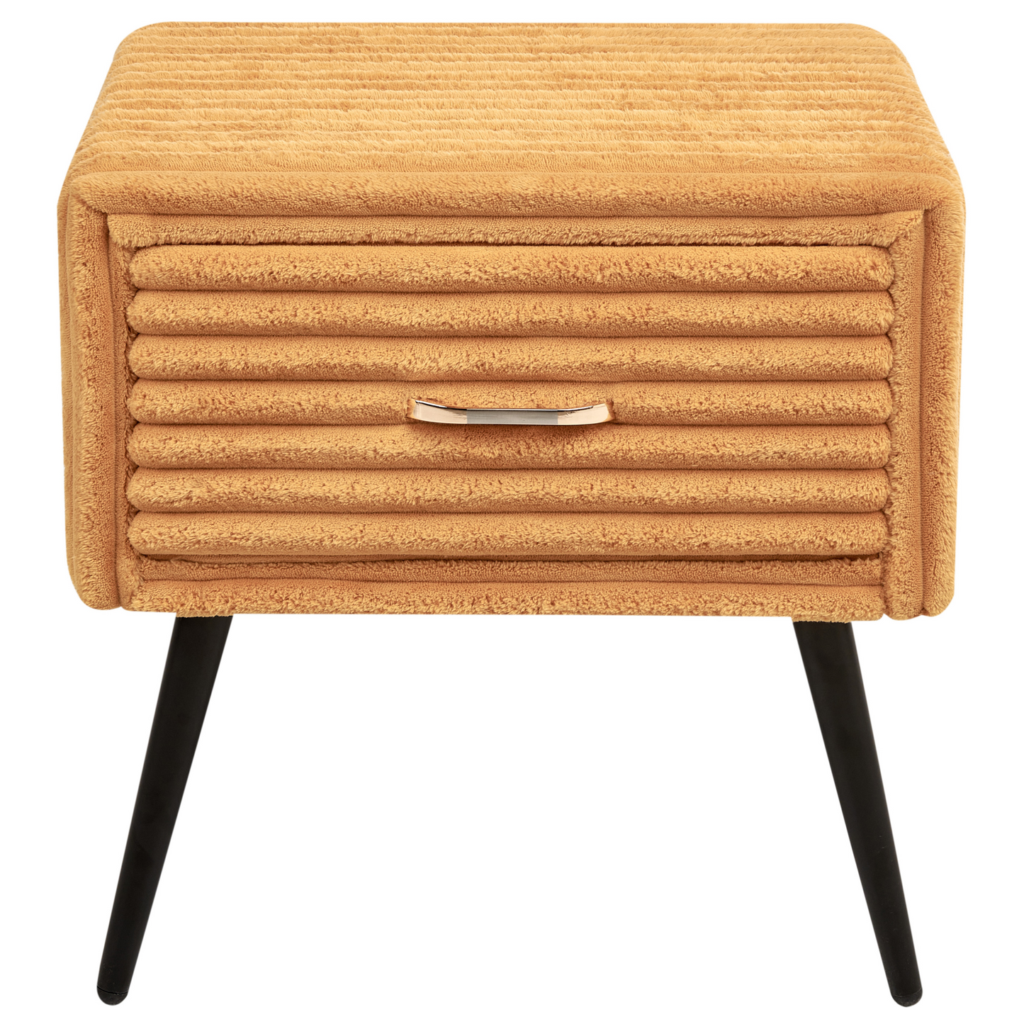 Bedside Table Orange Corduroy Jumbo 1 Drawer Nightstand