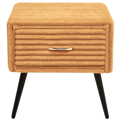 Bedside Table Orange Corduroy Jumbo 1 Drawer Nightstand