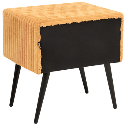 Bedside Table Orange Corduroy Jumbo 1 Drawer Nightstand