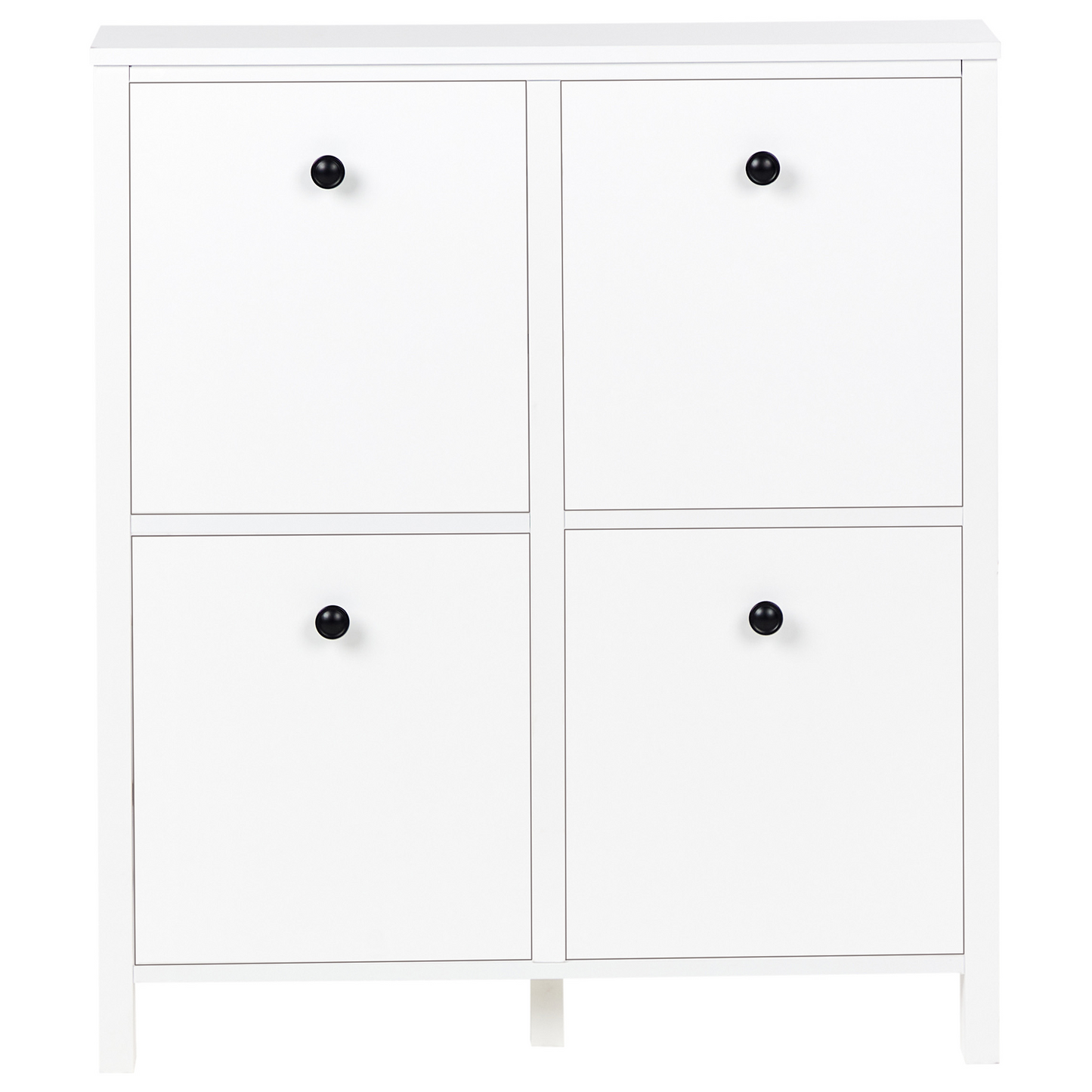 NordicHome Shoe Storage Cabinet White MDF 4 Compartments