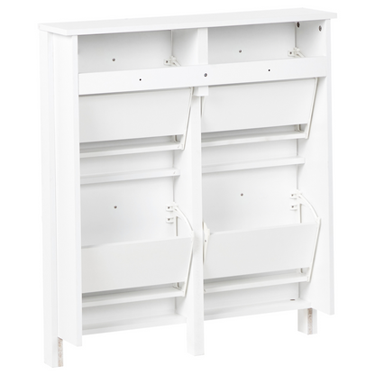 NordicHome Shoe Storage Cabinet White MDF 4 Compartments