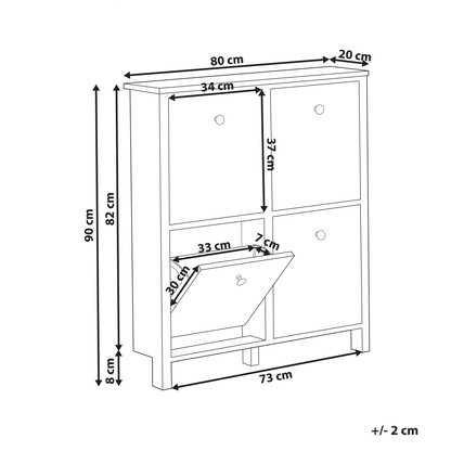 NordicHome Shoe Storage Cabinet White MDF 4 Compartments