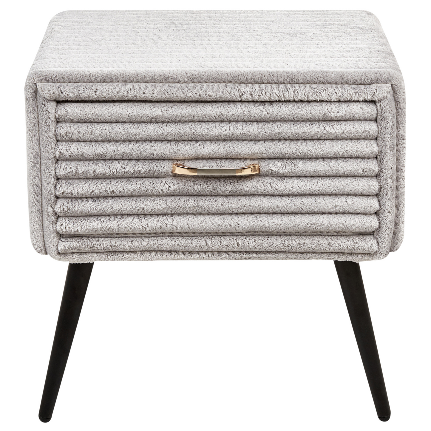 Bedside Table Light Grey Jumbo Corduroy 1 Drawer Nightstand
