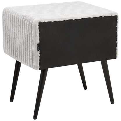 Bedside Table Light Grey Jumbo Corduroy 1 Drawer Nightstand