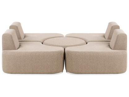 4 Seater Garden Sofa Set Beige Upholstered With Ottoman