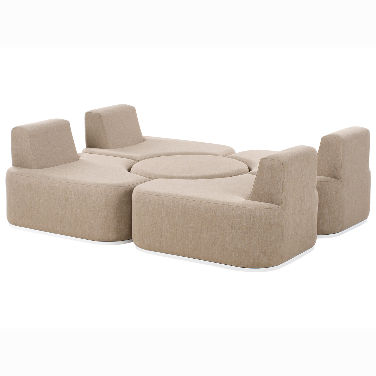 4 Seater Garden Sofa Set Beige Upholstered With Ottoman