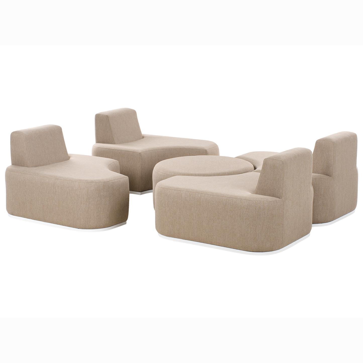 4 Seater Garden Sofa Set Beige Upholstered With Ottoman